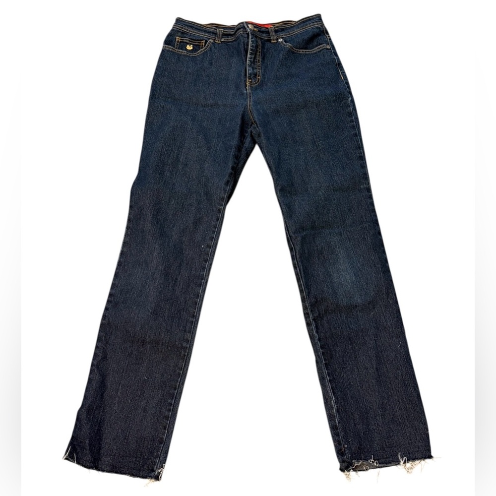 Gloria Vanderbilt Amanda Stretch Jeans Size 8 - Raw Hem Dark Wash